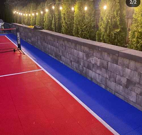 Court with retaing wall