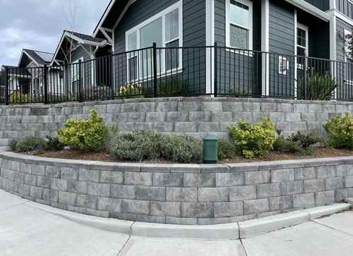House surrounded by retaining walls