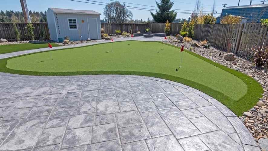 house with artificial grass